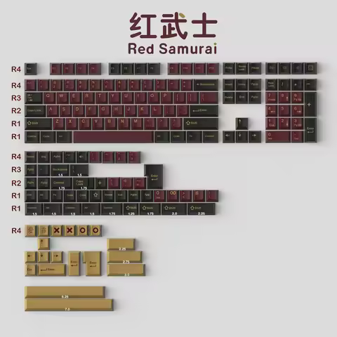 1 Set GMK Red Samurai Keycaps ABS Double Shot Keycap Cherry Profile Key Caps With ISO Enter 3U 7U Sp
