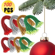 100pcs Gold Silver Tag String Garment Tag Hanging String Plastic Cotton Rope Xmas Tree Drop Ornament