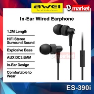 Awei ES-390i Gaming Wired Earphone Stereo Sound Headphone In-Ear Earphone 1.2M Length Awei ES390 Awe