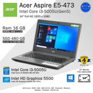 โน๊ตบุ๊คมือสอง Acer Aspire E5-473 Core i3-5005U(Gen5) ใช้งานลื่นๆ สภาพดี พร้อมใช้งาน