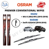 OSRAM Premier Conventional U Hook Wiper Set for Suzuki Swift AZG414 (Year 2010-2016)/ Isuzu MUX (201