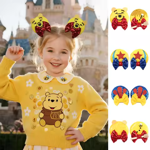 Cartoon Piglet Tigger Hair Accessories Women Disney Winnie the Pooh Bear Ears Hair Clip Kids Eeyore 