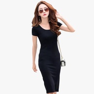 H-4 Korean Style Short Sleeve Midi Dress - XSHOP Jolicia Hemat