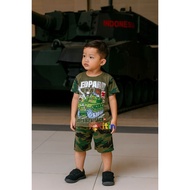 TL - SETELAN BAJU MAIN DAN HARIAN ANAK CEWEK COWOK / LAKI JUMBO TANGGUNG 2-9 TAHUN KAOS MOTIF ARMY L