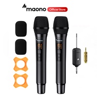 Maono WM760 Wireless Microphone Dual Handheld Microphone Professional Karaoke Mic Handheld Wireless Microphone With Receiver,For Karaoke,Speaker,Sound Card,Mixer