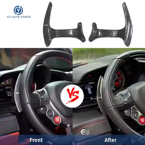 Car Real Dry Carbon Fiber Central Steering Wheel Paddle Shifter Extension Auxiliary Shift For Ferrar