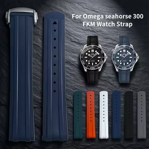 New Original Design For 20mm Omega Seamaster 300 FKM Rubber Strap FDA-Approved Fluoroelastomer Multi