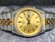 นาฬิกา Seiko Automatic 7009-3110 Datejust Style ขอบเรียบ หน้าสีทอง 2 กษัตริย์