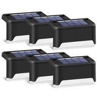 Black Solar Deck Lights 6 Pack, Waterproof Solar LED Step Lights Fence Lamp Outdoor Lighting for Outdoor Deck, Patio, Stair, Yard, Path and Driveway (Warm White)