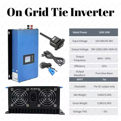 DC Input 45V-96V Inverter Inverter 3KW On-Grid Inverter for Home Use Input 22V-60V 45V-96V DC Pure S