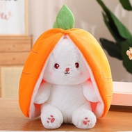 Creative Funny Peek A Boo Carrot Rabbit Plush Toy Stuffed Soft Bunny Hiding in Strawberry Bag Toys f