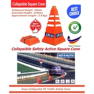 AWAS 670mm / 27-inch PE Collapsible Square Safety Cone