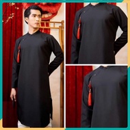 Men's black, blue, black ao dai with big size