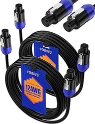 Foboiu 2Pack 45 ft Speakon to 1/4 Speaker Cable, 14AWG Oxygen-Free Copper Wire Audio Amplifier Conne