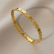 HONEYCOMB HEXAGONAL ZIRCONIA BANGLE TITANIUM STEEL GELANG TANGAN ANTI KARAT JEWELLERY