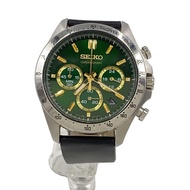 SEIKO mens watches quartz wrist watch analogues leather GRN BLK 8t63-00d0 Direct from Japan Secondha