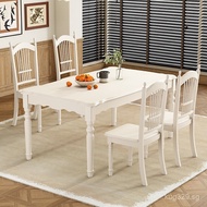 Dining Table and Chairs Dining Table Modern Simple Solid Wood European Style White Household Rectang