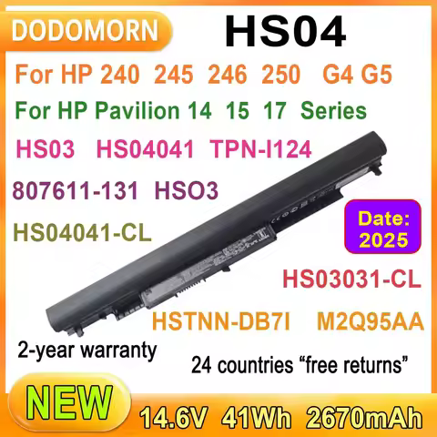 New HS03 HS04 Laptop Battery For HP 807611-131 807956-001 807612-421 HSTNN-LB6U 15-AY039WM 14 17 TPN