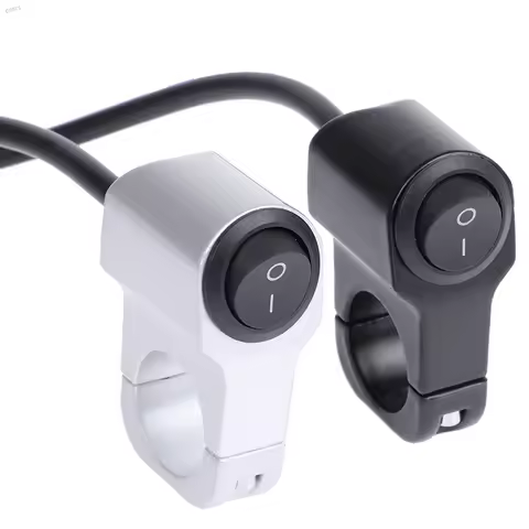 Motorcycle Handlebar Headlight ON/OFF Switch Scooter ATV Aluminum Alloy 2-Wire Black Light Waterproo