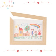 WINTE Photo Frame, Wall Decoration Rotatable Wooden Kids Art Frame, Creative Changeable Memorial Fam