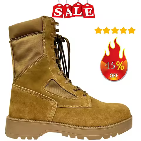 New Brand Leather Man Tactical Combat Boots Men Outdoor Hiking Desert Boots Breathable Male Ankle Bo