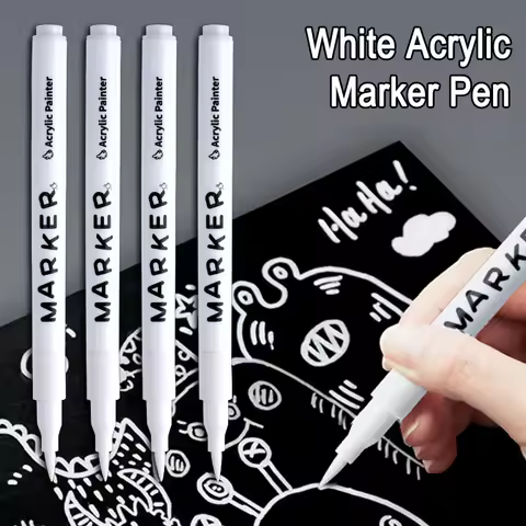 White Marker Pens Acrylic Paint Pen with Fiber Soft Head Waterproof Acrylic Marker Student-Specific 