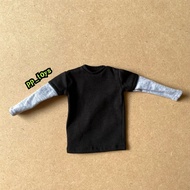 Casual Two-Layer T-Shirt Black For Models 1:6