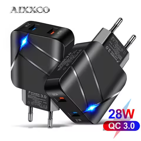 AIXXCO USB PD Quick Charge 28W 40W USB Charger QC3.0 2A Fast Wall Charger Mobile Phone Charger for S