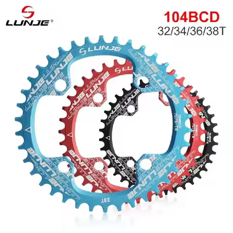 LUNJE Bicycle Crankset 104bcd 38t crankset Round Narrow Wide Chainring MTB Mountain bike bicycle cha