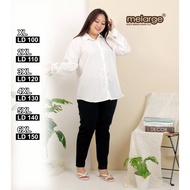 KEMEJA MELARGE - Shirt POLOS WhiteWanita Jumbo Xl Ld 100 2xl Xxl 2l Ld 110 3xl 3l Xxxl Ld 120 4xl 4l