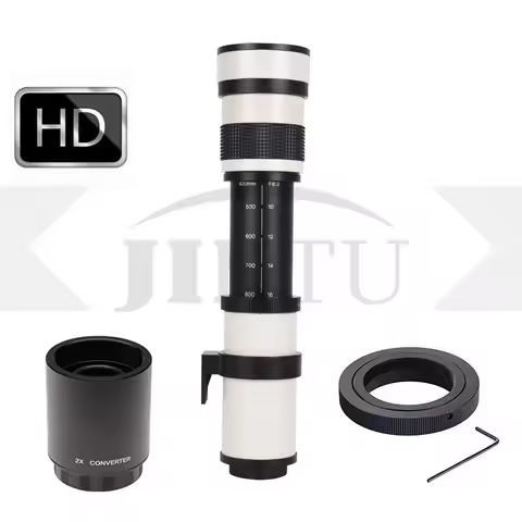 JINTU 420-800mm F/8.3 Manual Telephoto Zoom Lens + 2X Converter 1600mm for Canon Nikon Pentax Sony F