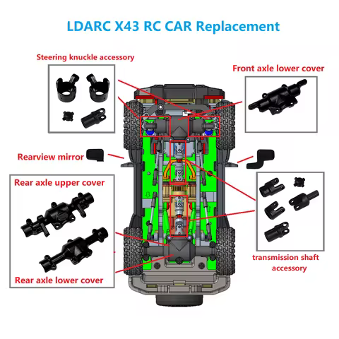 LDARC X43 off road repair replace accessories steering knuckle transmission shaft part axle cover