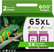 Relcolor HP65 XL Higher Yield HP Ink Cartridge 65 XL 65XL Color Combo for Envy 5000 5055 5052 5014 D