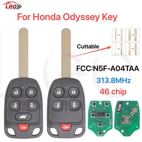 Leo FCC:N5F-A04TAA 313.8MHz 46chip 5-6button car remote smart key for 2011-2014 Honda Odyssey key
