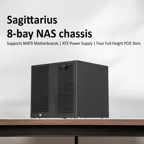 Sagittarius 8-bay NAS Case, Supports MATX Motherboards | ATX Power Supply | Four Full-height PCIE Sl