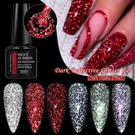 MEET ACROSS 7ml Reflective Glitter Gel Polish Glitter Sequins Nail Gel Varnish DIY Soak Off UV Gel N