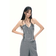 V-neck Sleeveless nylon Top & Pants-APEA (Pre-Order)