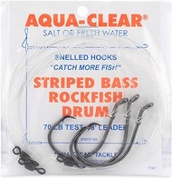 Aqua-Clear, Striped Bass Snelled Hooks Rig, 8/0 Ultra Thin Demon Circle Hooks, AFW Swivel, 60 lb / 2