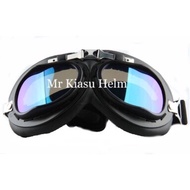 HBC Pilot Retro Classic SNAIL iridium silver rainbow clear helmet goggles BENING