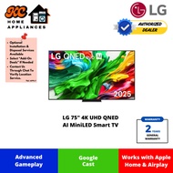 LG 75" 4K UHD QNED AI QNED80 Smart TV | Works With Google Home | Youtube/Netflix | 75QNED86ASA | 2 Y