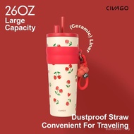 CIVAGO（26oz/780ml）Ceramic liner Stainless Steel Coffee Mug With Lid Vacuum Flask Tumbler Painting Se