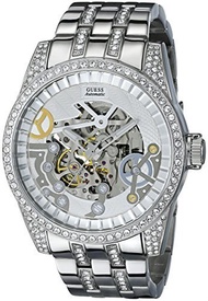 GUESS Men s U0012G1 Exhibition Automatic Silver-Tone Watch