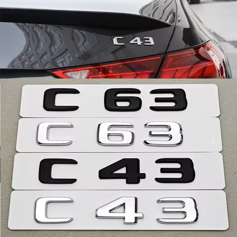 3D ABS Car Letters C43 C63 Logo Rear Trunk Badge Emblem Decals For Mercedes Benz AMG C43 C63 W205 W2