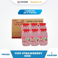 PERMEN YUPI STRAWBERRY KISS JAR 1 KARTON ISI 6 TOPLES