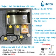 Chậu Rửa Bát 1 Hố Hato INOX SUS304 Cao Cấp Phủ Nano Bồn Rửa Chén 1 Ngăn Lớn Kèm Vòi Thác NướcThớt Kh