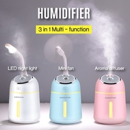 【SG Seller】3 in 1 home office Humidifier. Aroma | Night Light | Facial Sp | Mini fan | USB Portal