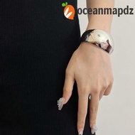 OCEANMAPDZ Curve Wide Open Bangle, Exaggerated Geometric Metal Arc-shaped Bracelet, Classical Glossy