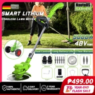 Cordless Lawn Mower Rechargeable Electric Grass Cutter with Lithium Battery 24V/48V Grass Trimmer String Cutting Machine Adjustable Lawn Mower Kit Set Home Push Lawnmower Multifunction Brush Cutter Line