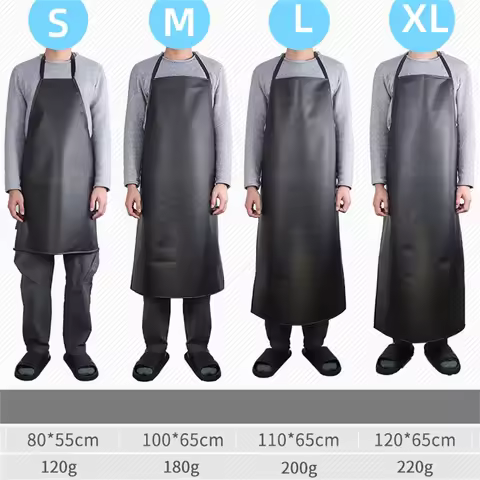 Waterproof Oilproof PVC Black Apron Extra-long Apron For Kitchen Waterproof Areas Work Cleaner For W