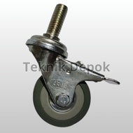 RS 2 inch Rubber Wheels with Brakes 16 x 50 mm Tire Bolts for Trolleys, Push Carts, Hospital Beds, T